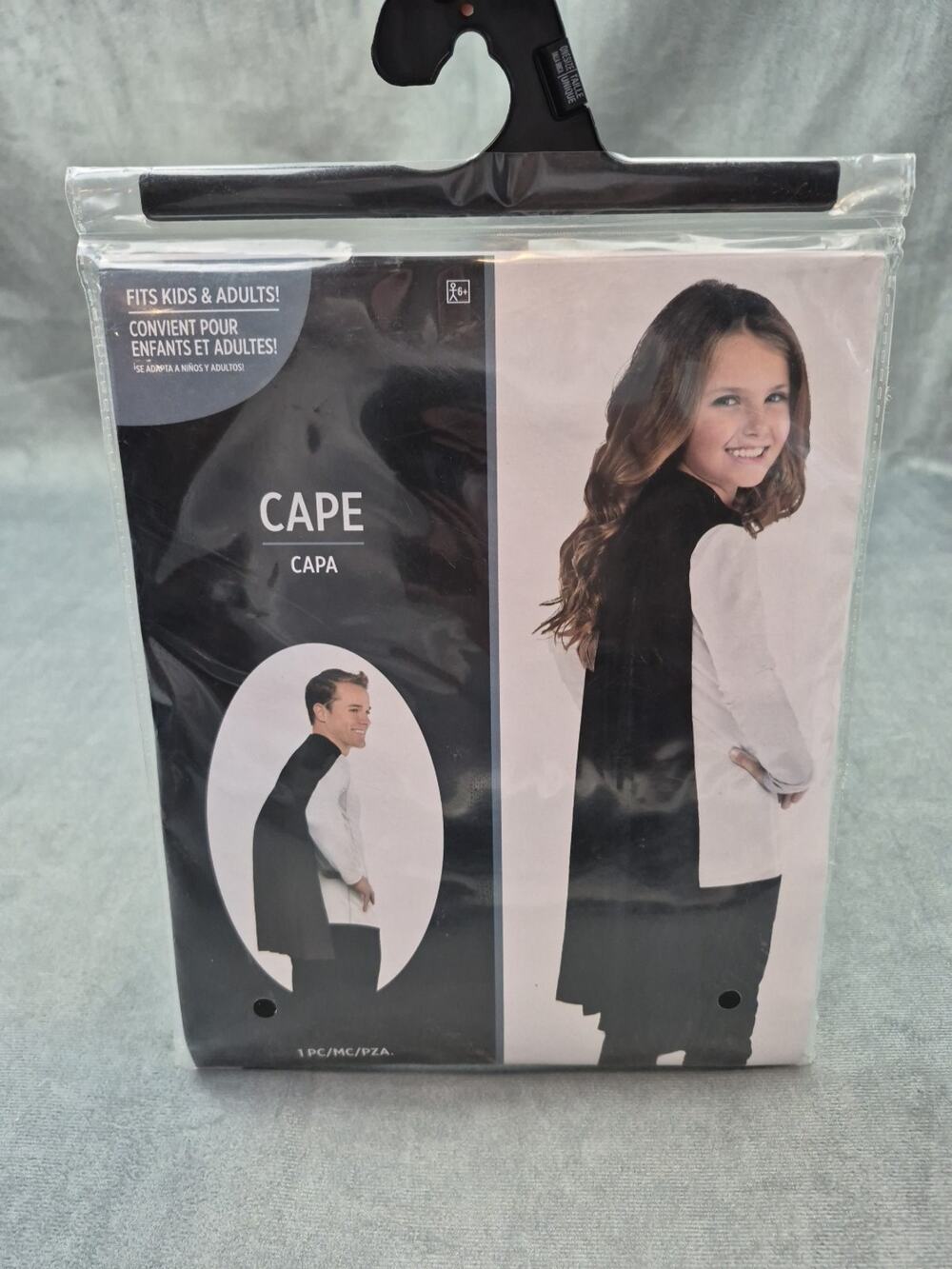 Super Hero Black Cape Costume Fits Adult Or Child Halloween Pretend Play